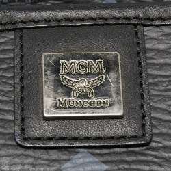 Pre Owned MCM Black Visetos Coated Canvas and Leather Shopper Tote