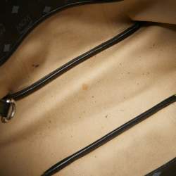 Pre Owned MCM Black Visetos Coated Canvas and Leather Shopper Tote