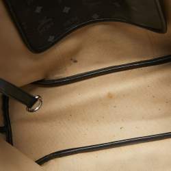 Pre Owned MCM Black Visetos Coated Canvas and Leather Shopper Tote