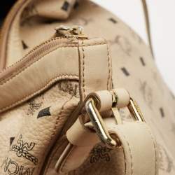MCM Beige Visetos Coated Canvas and Leather Lock Shoulder Bag