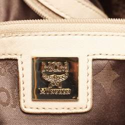 MCM Beige Visetos Coated Canvas and Leather Lock Shoulder Bag