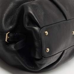 MCM Black Monogram Leather Top Zip Tote