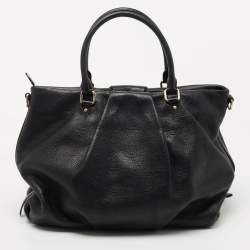 MCM Black Monogram Leather Top Zip Tote