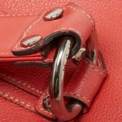 MCM Orange Pebbled Leather Studded Tote