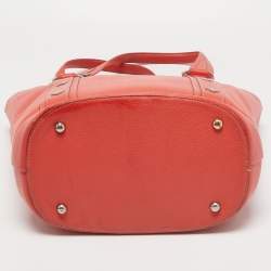 MCM Orange Pebbled Leather Studded Tote