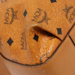 MCM Brown Cognac Visetos Coated Canvas Drawstring Bucket Bag