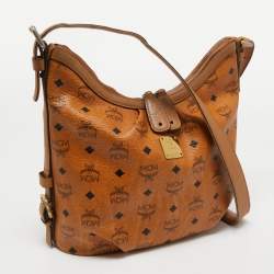 MCM Cognac Visetos Coated Canvas Hobo