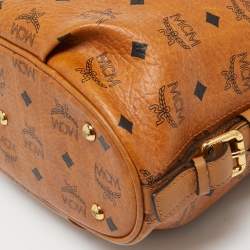 MCM Cognac Visetos Coated Canvas Hobo