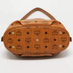 MCM Cognac Visetos Coated Canvas Hobo