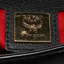 MCM Black Leather Flap Tote