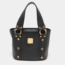 MCM Black Leather Flap Tote