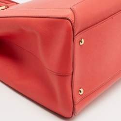 Pre Owned MCM Coral Orange Leather Large Nuovo Tote