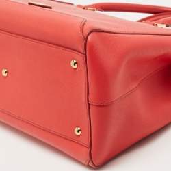 Pre Owned MCM Coral Orange Leather Large Nuovo Tote