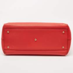 Pre Owned MCM Coral Orange Leather Large Nuovo Tote