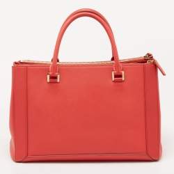 Pre Owned MCM Coral Orange Leather Large Nuovo Tote
