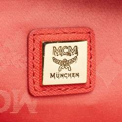 Pre Owned MCM Coral Orange Leather Large Nuovo Tote