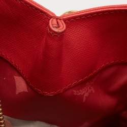 Pre Owned MCM Coral Orange Leather Large Nuovo Tote