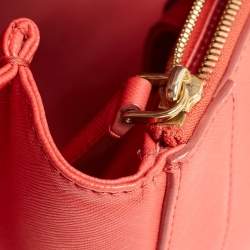 Pre Owned MCM Coral Orange Leather Large Nuovo Tote