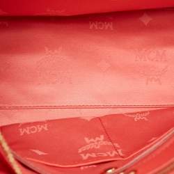 Pre Owned MCM Coral Orange Leather Large Nuovo Tote