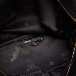 MCM Black/Brown Visetos Embossed Soft Leather Zip Shoulder Bag