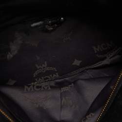MCM Black/Brown Visetos Embossed Soft Leather Zip Shoulder Bag