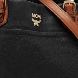 MCM Black/Brown Visetos Embossed Soft Leather Zip Shoulder Bag