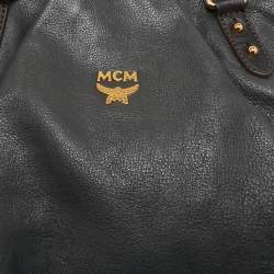 Pre Owned MCM Black Leather Whipstitch Shoulder Bag