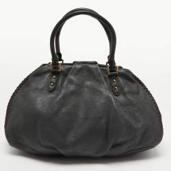 Pre Owned MCM Black Leather Whipstitch Shoulder Bag