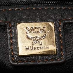 Pre Owned MCM Black Leather Whipstitch Shoulder Bag