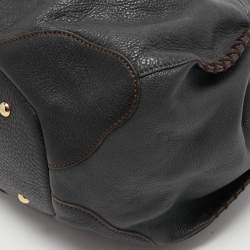 Pre Owned MCM Black Leather Whipstitch Shoulder Bag