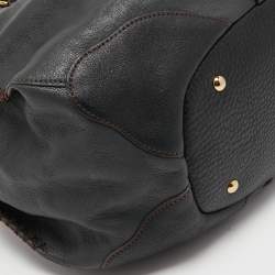 Pre Owned MCM Black Leather Whipstitch Shoulder Bag