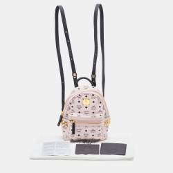 MCM Pink/Black Visetos Leather Mini Stark Side Studs Backpack