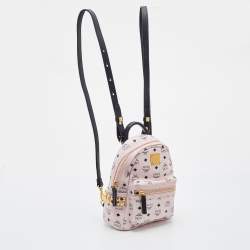 MCM Pink/Black Visetos Leather Mini Stark Side Studs Backpack