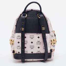 MCM Pink/Black Visetos Leather Mini Stark Side Studs Backpack