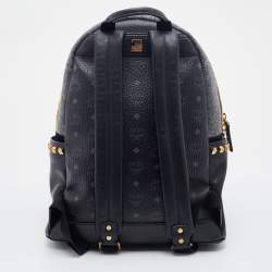 Pre Owned MCM Grey/Black Felt Fabric and Leather Large Stark Loden Backpack