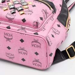 MCM Pink/Black Visetos Coated Canvas and Leather Mini Stark Side Studs Backpack