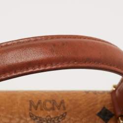 MCM Cognac Visetoes Coated Canvas Heritage Top Handle Bag