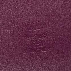 MCM Burgundy Visetos Embossed Patent Leather Tri Fold Compact Wallet