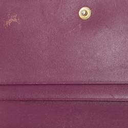 MCM Burgundy Visetos Embossed Patent Leather Tri Fold Compact Wallet