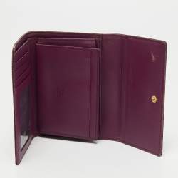 MCM Burgundy Visetos Embossed Patent Leather Tri Fold Compact Wallet