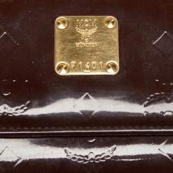 MCM Burgundy Visetos Embossed Patent Leather Tri Fold Compact Wallet