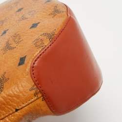 MCM Cognac Visetos Coated Canvas Shoulder Bag
