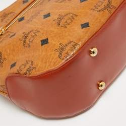 MCM Cognac Visetos Coated Canvas Shoulder Bag