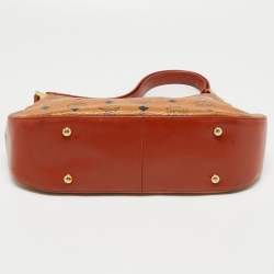 MCM Cognac Visetos Coated Canvas Shoulder Bag