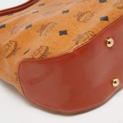 MCM Cognac Visetos Coated Canvas Shoulder Bag