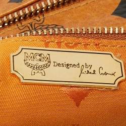 MCM Cognac Visetos Coated Canvas Shoulder Bag