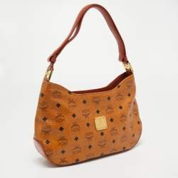 MCM Cognac Visetos Coated Canvas Shoulder Bag