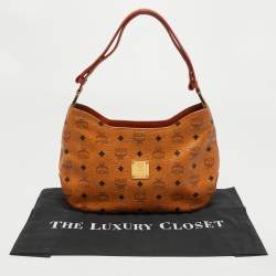 MCM Cognac Visetos Coated Canvas Shoulder Bag