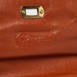 Pre Owned MCM Cognac Visetos Coated Canvas and Leather Heritage Top Handle Bag