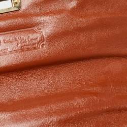 Pre Owned MCM Cognac Visetos Coated Canvas and Leather Heritage Top Handle Bag